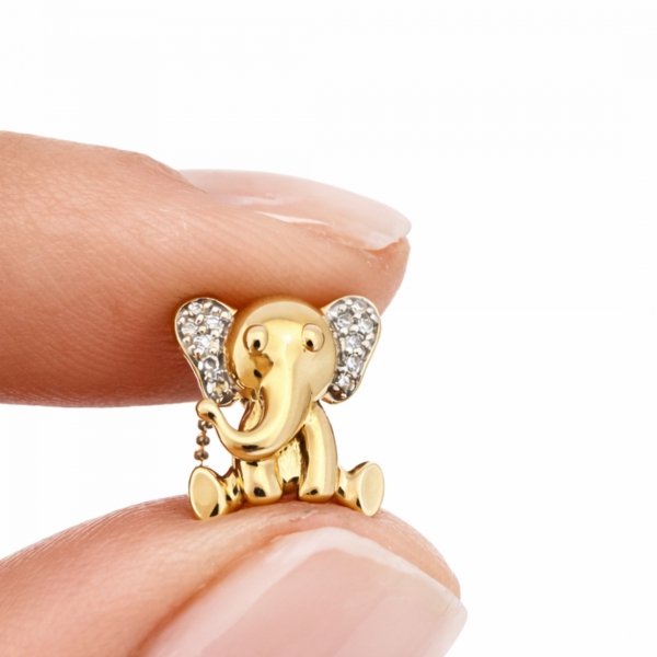 Naszyjnik słoń z diamentami naturalnymi złoto 585