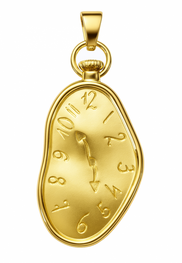 Wisior duży pozłacany lejący zegar art srebro 925 