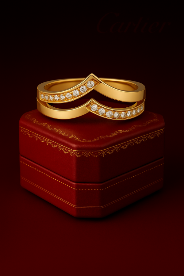 Pierścionek geometryczny cyrkonie R. 17 złoto 585 