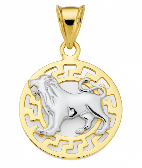 Wisior zodiak koło Greco Lew wypukły złoto 585