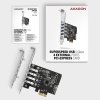 AXAGON Kontroler PCEU-43RS PCIe 4x port USB 3.2 GEN 1, UASP VIA, 15-pin SATA zasilacz