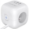Qoltec Kostka zasilająca przedłużacz 6w1 z podświetlanym włącznikiem |  3x AC | 2x USB | 1x USB-C PD 20W | biała | kabel 2m