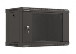 Lanberg Szafa instalacyjna rack wisząca 19 cali 6U 540x350 czarna drzwi  przeszklone ( flat pack)