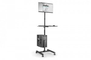 Stojak - mobilna stacja robocza DIGITUS 1xLCD max.32 cale max.8kg + klawiatura + PC max.10kg, uchyl.-obrot.