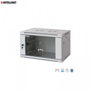 Szafa wisząca, zmontowana Intellinet 6U, 600x450, Rack 19 cali, szklane drzwi, szara