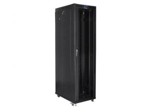Szafa instalacyjna Rack stojąca 19 cali 47U 800x1000 czarna drzwi szklane LCD Lanberg (flat pack)