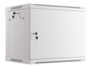 Szafa instalacyjna Rack wisząca 19 cali 9U 600x450 szara drzwi metalowe Lanberg (flat pack)