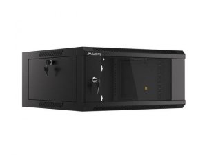 Szafa instalacyjna Lanberg rack wisząca 19 cali 4U 600 drzwi szklane czarna (złożona)