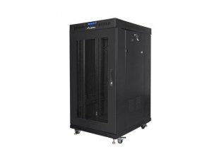 Szafa instalacyjna Rack stojąca 19 cali 22U 800x800 Drzwi Perforowane czarna Lanberg (flat pack) LCD V2