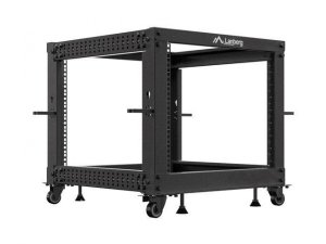 Stojak open rack Lanberg 19 cali 9U 600x600-1100 regulowany czarny