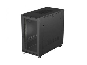 Szafa instalacyjna Rack stojąca 19 22U 600x1200 czarna drzwi szklane LCD Lanbeg (flat pack)