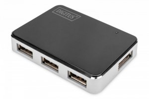 Digitus HUB/Koncentrator 4-portowy USB 2.0 HighSpeed, aktywny, czarno-srebrny