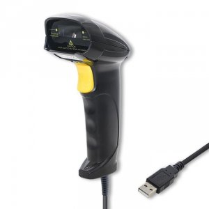 Qoltec Laserowy czytnik kodów kreskowych 1D | USB | Czarny