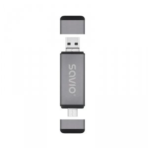 Savio Czytnik kart SD 3w1, USB-C+ USB-A 2.0+ Micro USB, AK-72