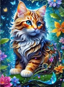 Norimpex Diamentowa mozaika - Kot w magicznym ogrodzie