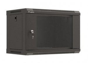 Lanberg Szafa instalacyjna rack wisząca 19 cali 6U 540x350 czarna drzwi  przeszklone ( flat pack)