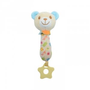 TULILO Zabawka z dźwiękiem Miś beżowo-niebieski 17 cm