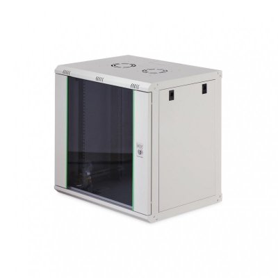 Szafa sieciowa wisząca jednosekcyjna DIGITUS Dynamic 19" 12U, 600x450, drzwi szyba, szary, niezmontowana, 60kg