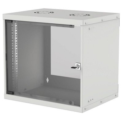 Szafa wisząca Intellinet BASIC, 9U, 540/560, Rack 19 cali, szklane drzwi, FLATPACK, szara