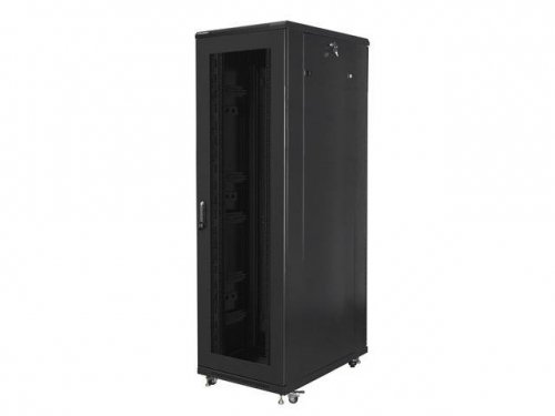 Szafa instalacyjna Rack stojąca 19 cali 42U 800x1000 czarna drzwi perforowane Lanberg (flat pack)
