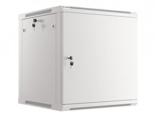 Szafa instalacyjna Rack wisząca 19 cali 12U 600x600 szara drzwi metalowe Lanberg (flat pack)