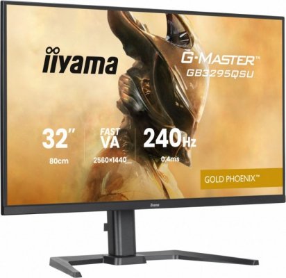 IIYAMA Monitor komputerowy  G-Master 31.5 cala GB3295QSU-B1 QHD,FastVA,240Hz,2xHDMI,DP,400cd,0,4ms, 2xUSB 3.2 , 2xUSB-C, HAS 150, FreeSync Premium - HDMI: 2560 x 1440 @48