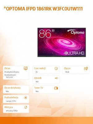 Optoma Monitor interaktywny 86 cali IFPD 1861RK W3FC0U1W111