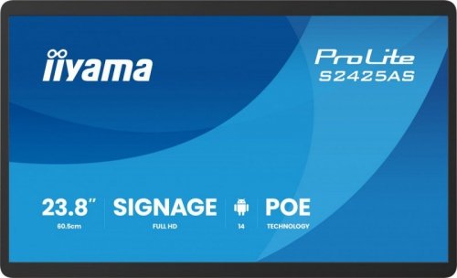 IIYAMA Monitor komputerowy  23.8 cala ProLite S2425AS-B1 IPS,FHD,A14,24/7,RJ45, iiSignage, WI-FI