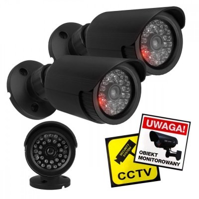CEE Zestaw dwóch atrap kamer tubowych IR1800 BT diody IR LED, zasilanie 2xAA, czarne, ABS