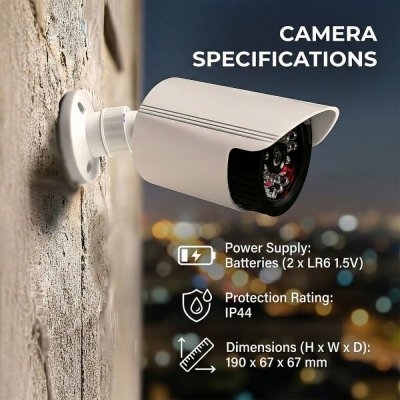 CEE Zestaw dwóch atrap kamer IR1800 WT białe, zasilanie 2xAA, ABS, diody IR LED