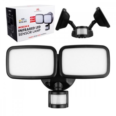 Maclean Ścienna lampa LED, czujnik PIR MCE524B 20W, 1500lm, IP65. neutral white 4000K, czarna