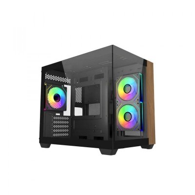 Cooler Master Obudowa Elite 481 Wood 270° Seamless Glass mATX