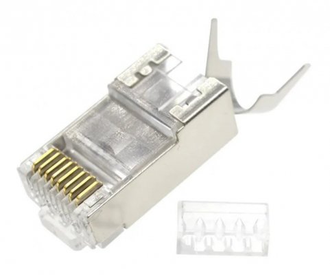 Gembird Wtyk modułowy przelotowy ekranowany CAT7 15u złocony, 100 szt. w opakowaniu