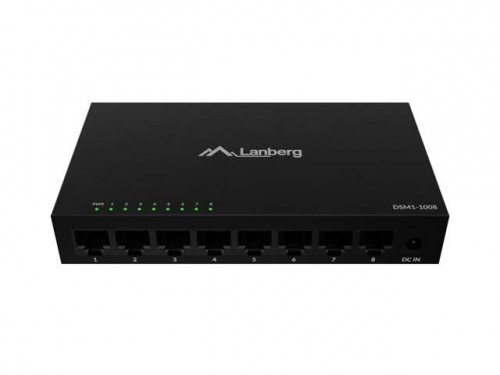 Lanberg Switch DSM1-1008 8X 1GB/S niezarządzalny Gigabit Ethernet Desktop 12V ( obudowa metalowa)