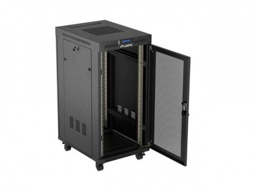 Lanberg Szafa instalacyjna rack stojąca 19" 24U 600x800 czarna drzwi perforowane LCD ( Flat pack) V2