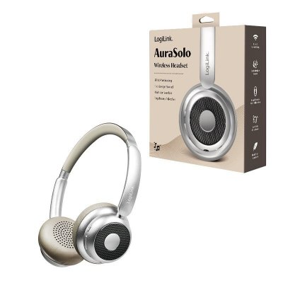 LogiLink Słuchawki z mikrofonem, BT6.0, ANC, srebrne