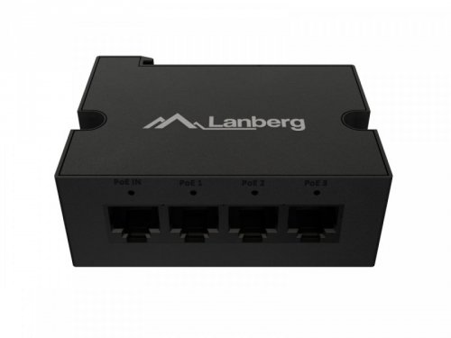 Lanberg Przełącznik Din-Fe4-At-30W 1xIn 3xOut 100MB PoE Extender Fast Ethernet Din Rail at 30W