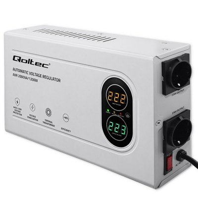 Qoltec Stabilizator napięcia AVR 2000VA | 1200W | Toroidalny transformator