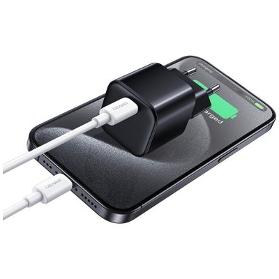 USAMS Ładowarka sieciowa JO Series CC260 20W USB-C + kabel USB-C/Lightning 1m biała