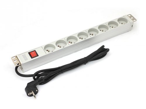 Digitus Listwa zasilająca PDU 19 cali RACK 8xTyp E, 1.8m 1xSchuko, 16A, wł./wył., aluminiowa
