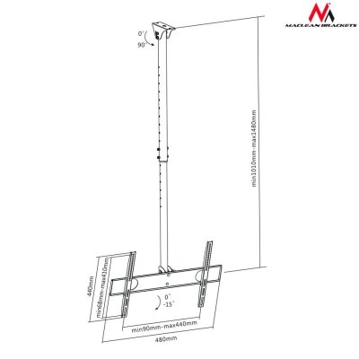 Maclean Uchwyt  do telewizora sufitowy  32-55 cali MC-631  50kg max vesa 400x400 TV