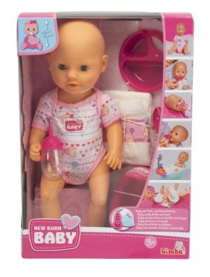Simba New Baby Born Bobas z akcesoriami, gumowa