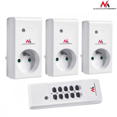 Maclean Gniazdka sieciowe wewnętrzne sterowane pilotem Energy MCE153 3szt. - programowalne + bateria do pilota