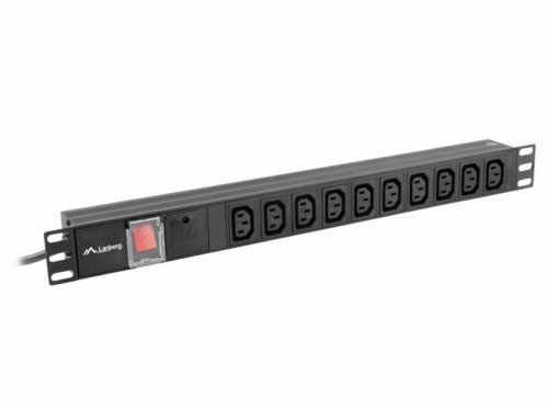 Lanberg Listwa zasilająca Rack PDU 19 cali  1U 10A 10X IEC C13 2m C14 czarna