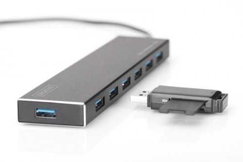 Digitus HUB/Koncentrator 7-portowy USB 3.0 SuperSpeed, aktywny, Aluminium