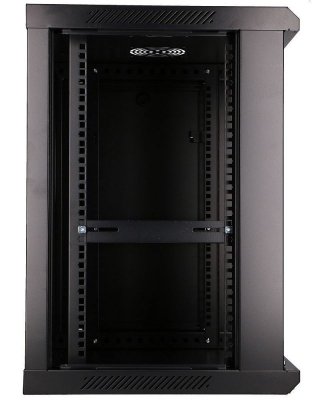 Extralink Szafka wisząca rack 12U 600x450 czarna szklane drzwi