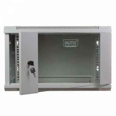 Digitus Szafa wisząca jednosekcyjna 19 cali 6U 368/600/450mm, drzwi szklane, szara (RAL 7035)