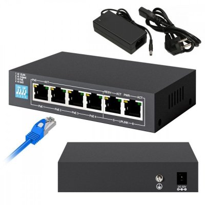 Extralink Switch EUROS V2 6 portów POE SWITCH 4X porty 10-100MBPS POE + 2X porty UPLINK 802.3AF 60W