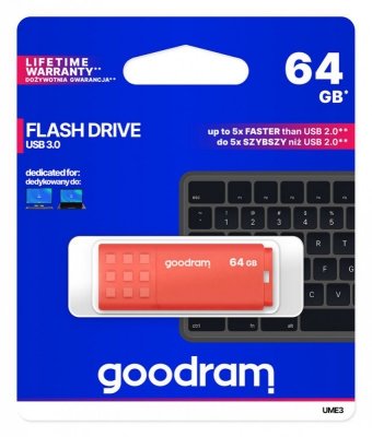 GOODRAM Pendrive UME3 64GB USB 3.0 Pomarańczowy