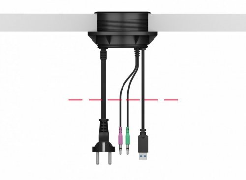 IcyBox Hub biurkowy IB-HUB1430 80 mm, 4x USB 3.0 Type-A, Audio in /out, kontakt 220V